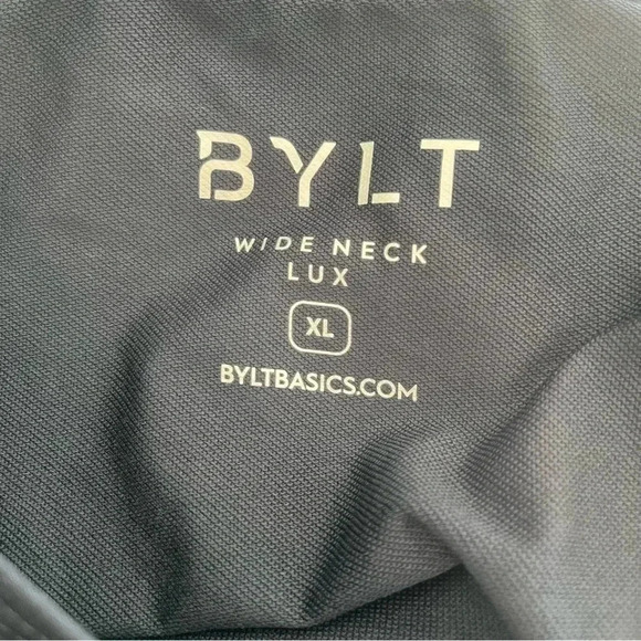 BYLT‎ Drop Cut Wide Neck Lux Short Sleeve Activewear T-Shirt Sz XL Navy - Picture 7 of 7